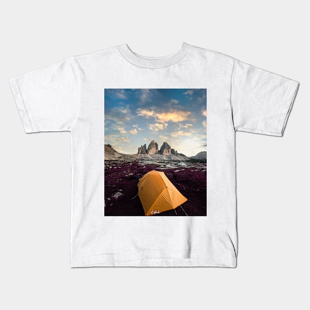 Mountain Camping Kids T-Shirt by ArijitWorks